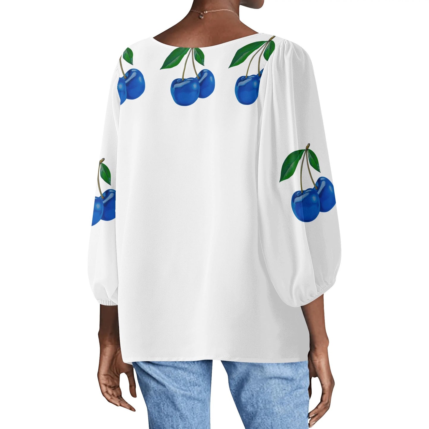 Blue Cherry© Women's Puffy Long-sleeve Chiffon Blouse