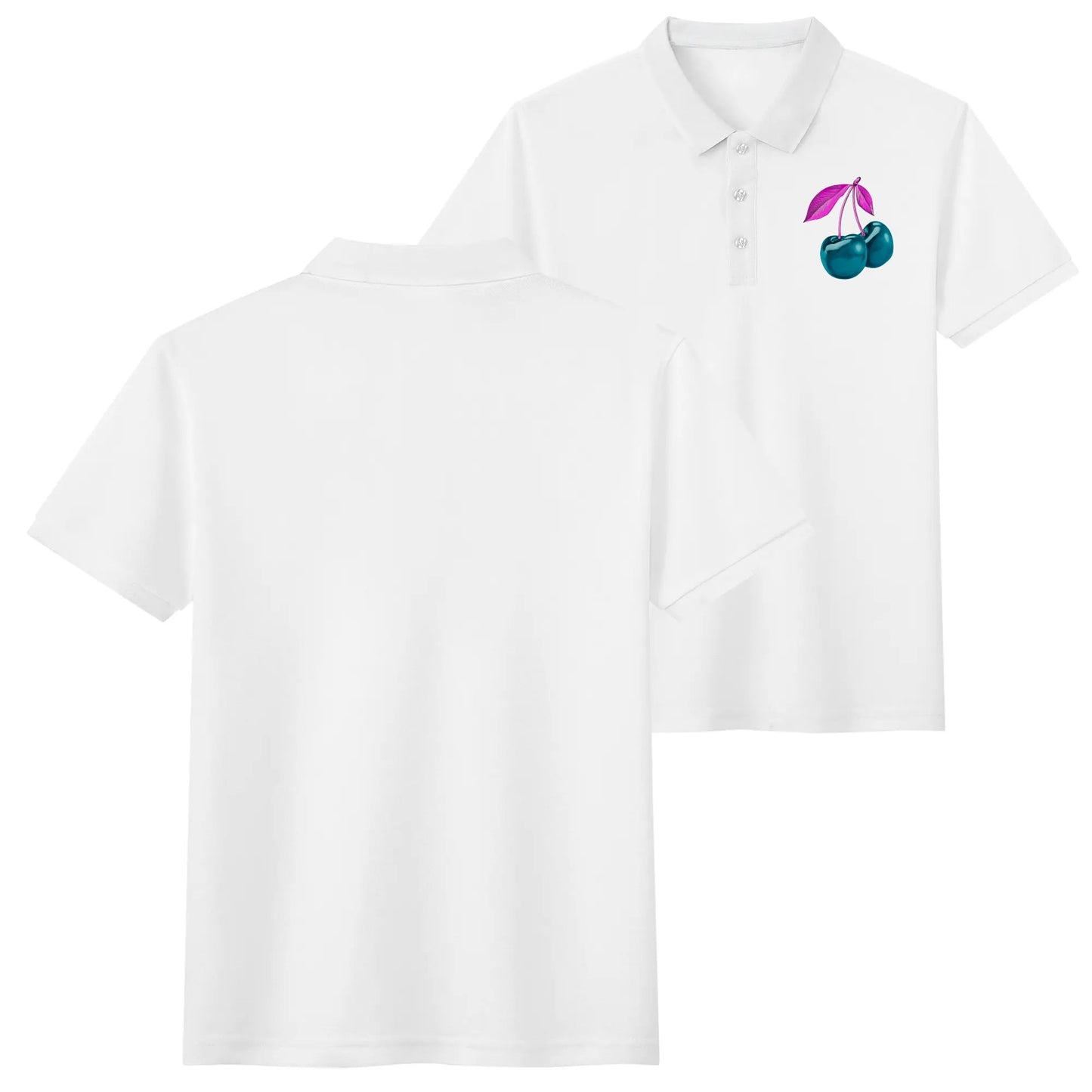 Blue Cherry© Limited Edition Pop Unisex Adult Soft Cotton Polo Shirt