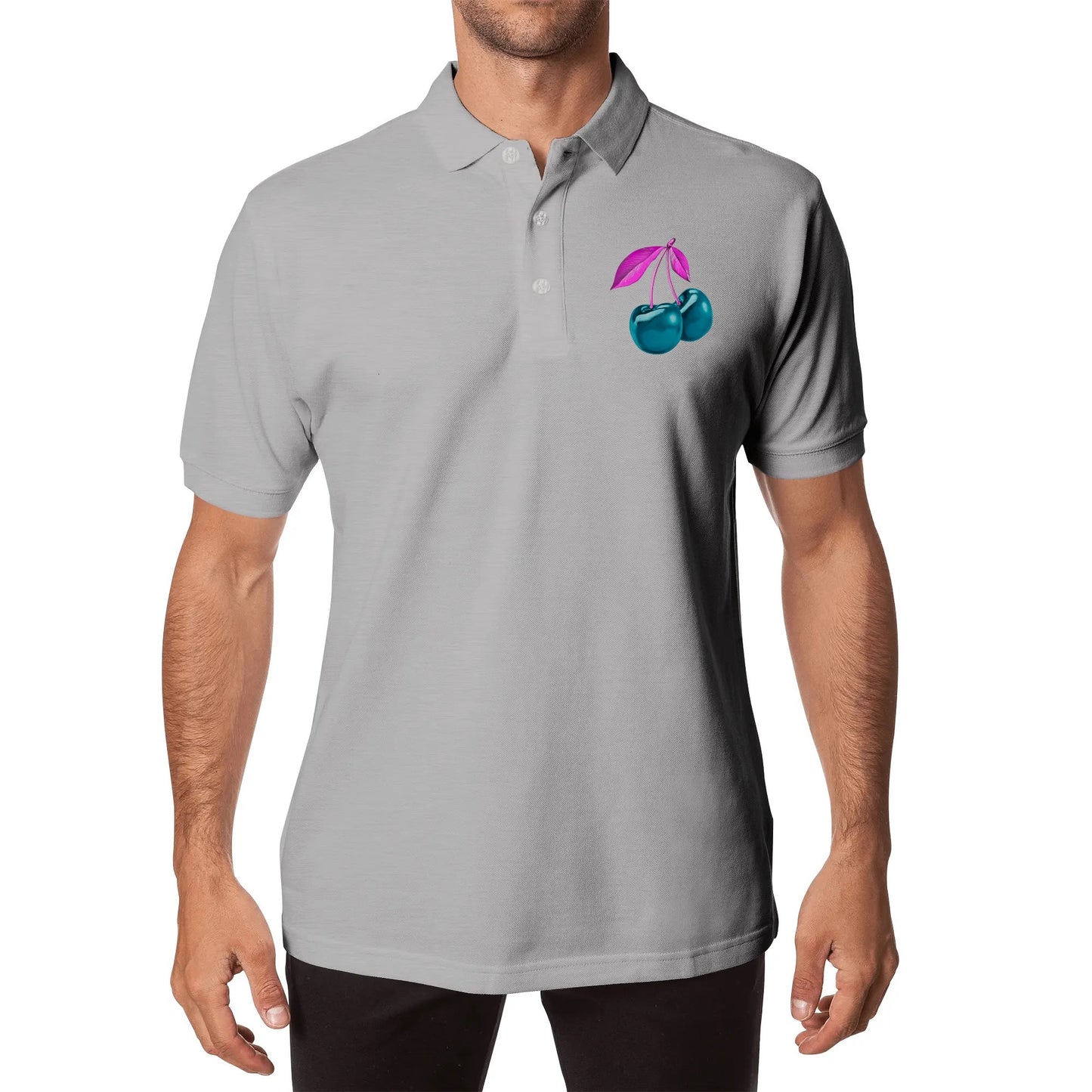 Blue Cherry© Limited Edition Pop Unisex Adult Soft Cotton Polo Shirt