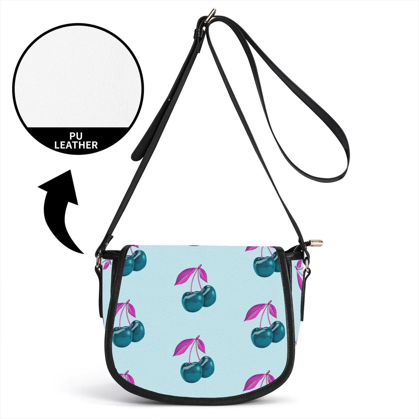 Blue Cherry© Limited Edition Pop New Version PU Leather Saddle Bag