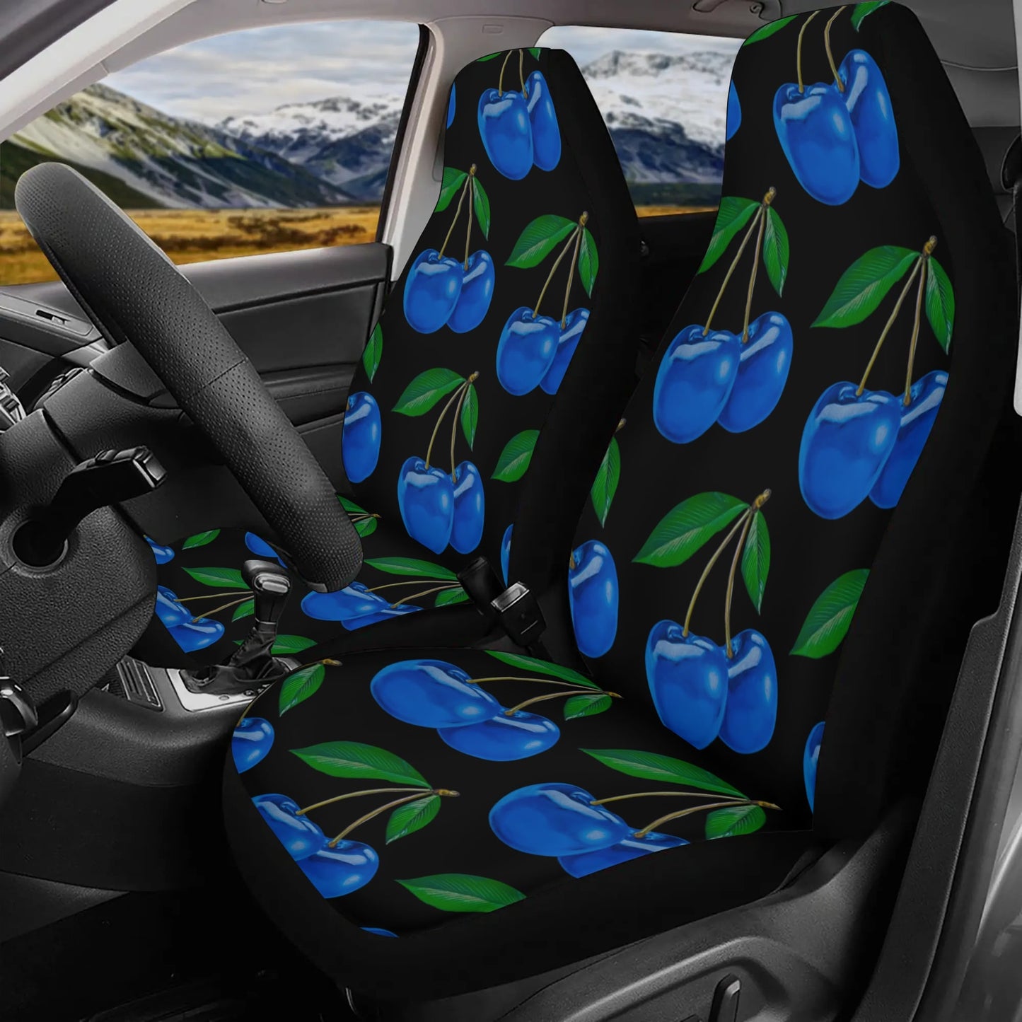 Blue Cherry© BLACK Lightweight Car Seat Cover Set (set of 4)