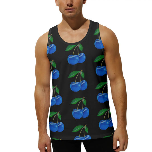 Blue Cherry© Dark Mens Loose Fit Sleeveless Tank Top Muscle T-Shirt