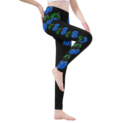 Blue Cherry© BLACK Easy Fit Sports Breathe Womens Soft Legging Yoga Pants