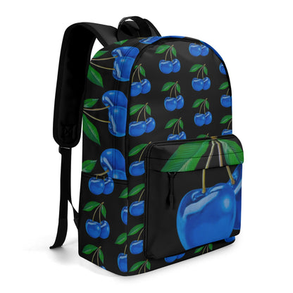 Blue Cherry© BLACK 7 Inch Twill (PU) Leather Backpack