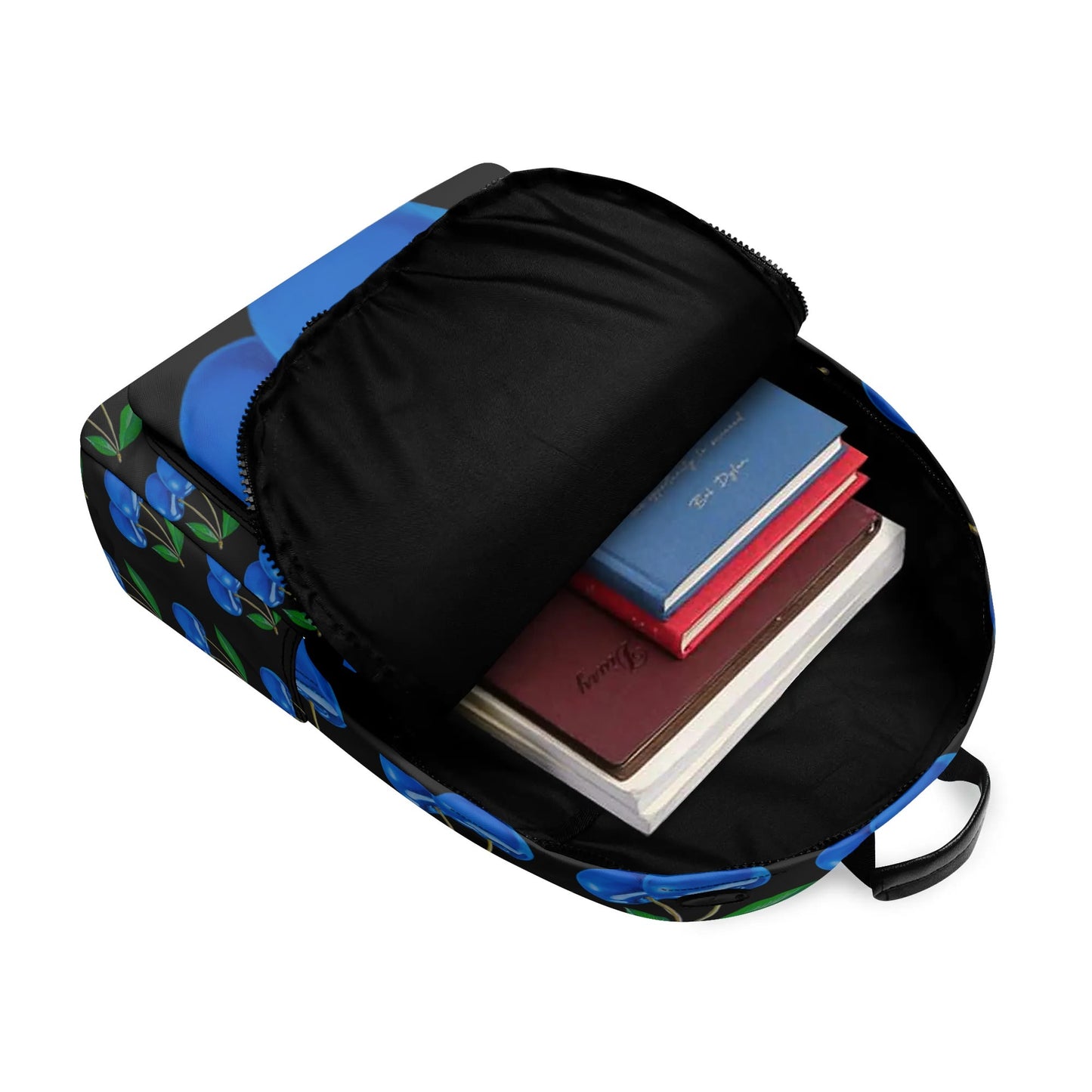 Blue Cherry© BLACK 7 Inch Twill (PU) Leather Backpack