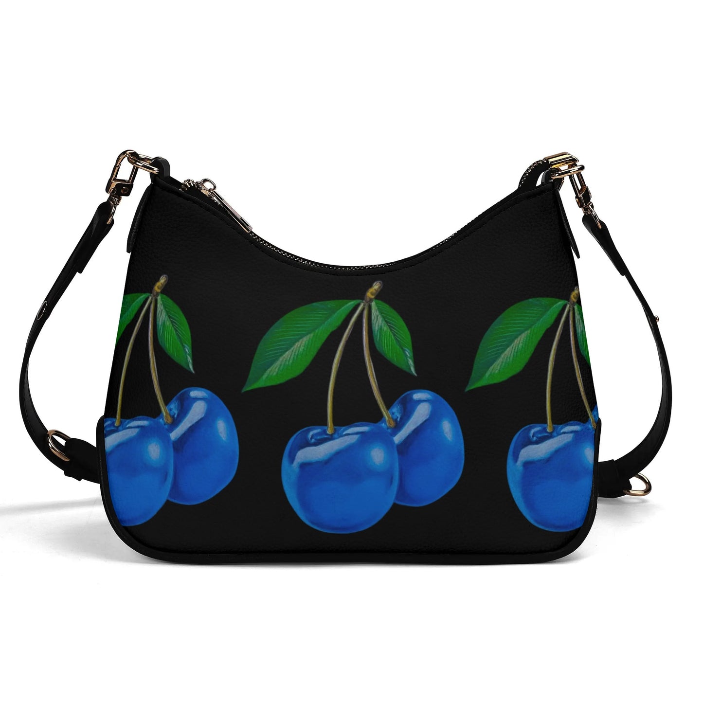 Blue Cherry© Dark Super Soft Italian PU Cross-body Bag With Chain Decoration