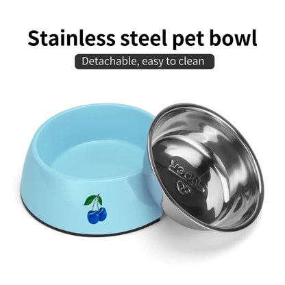 Blue Cherry© Retro Super Strong Safe Stainless Steel Dog Bowl Pet Bowl