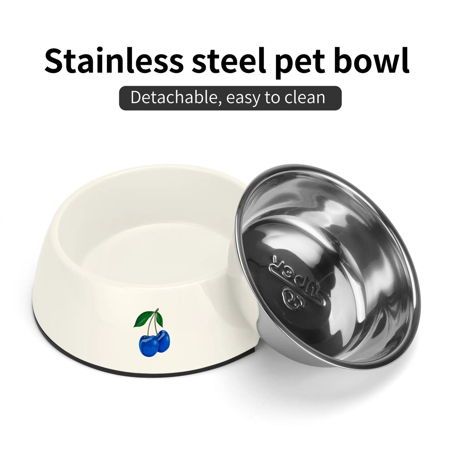 Blue Cherry© Retro Super Strong Safe Stainless Steel Dog Bowl Pet Bowl