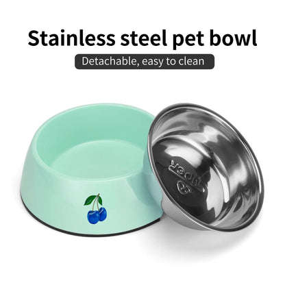 Blue Cherry© Retro Super Strong Safe Stainless Steel Dog Bowl Pet Bowl