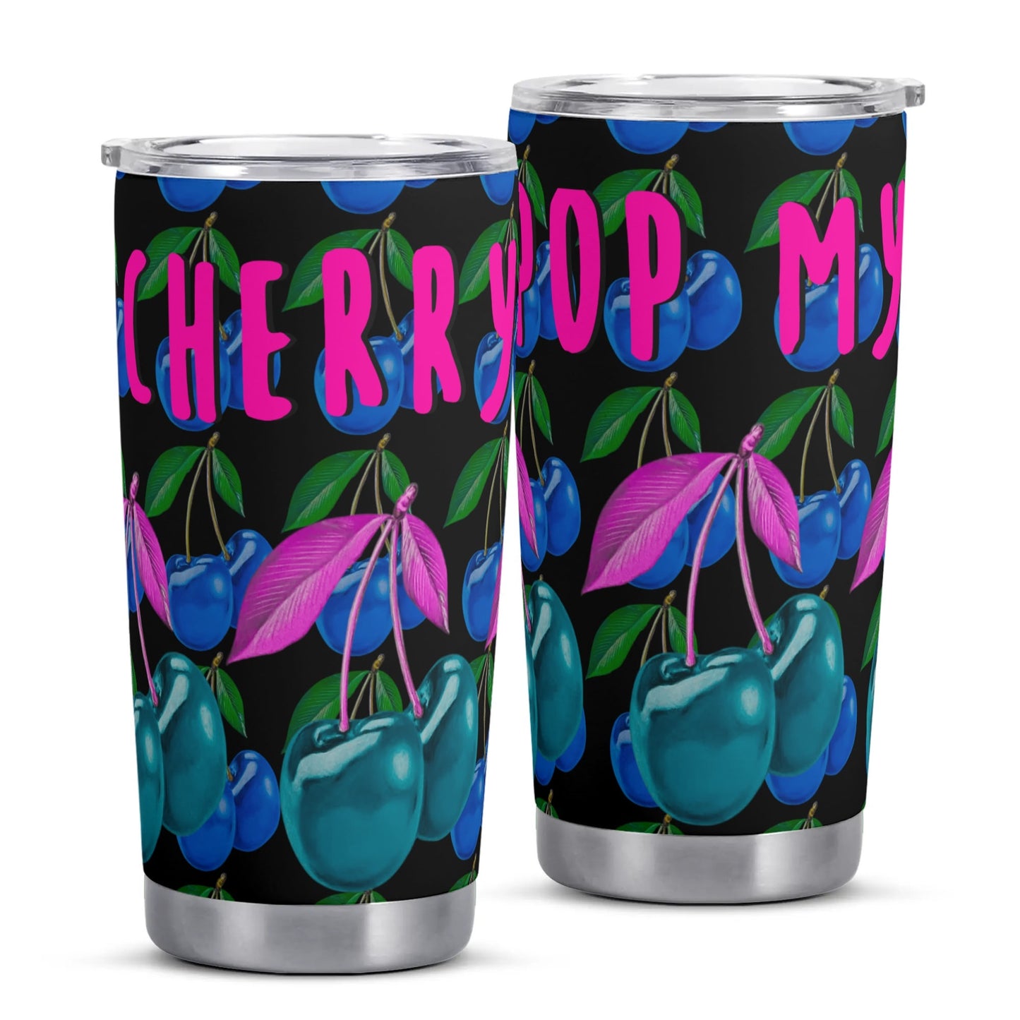 Blue Cherry© Pop My Cherry BLACK All Over Printing Car Tumbler 20oz