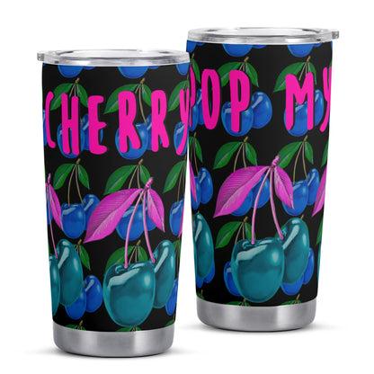 Blue Cherry© Pop My Cherry BLACK All Over Printing Car Tumbler 20oz