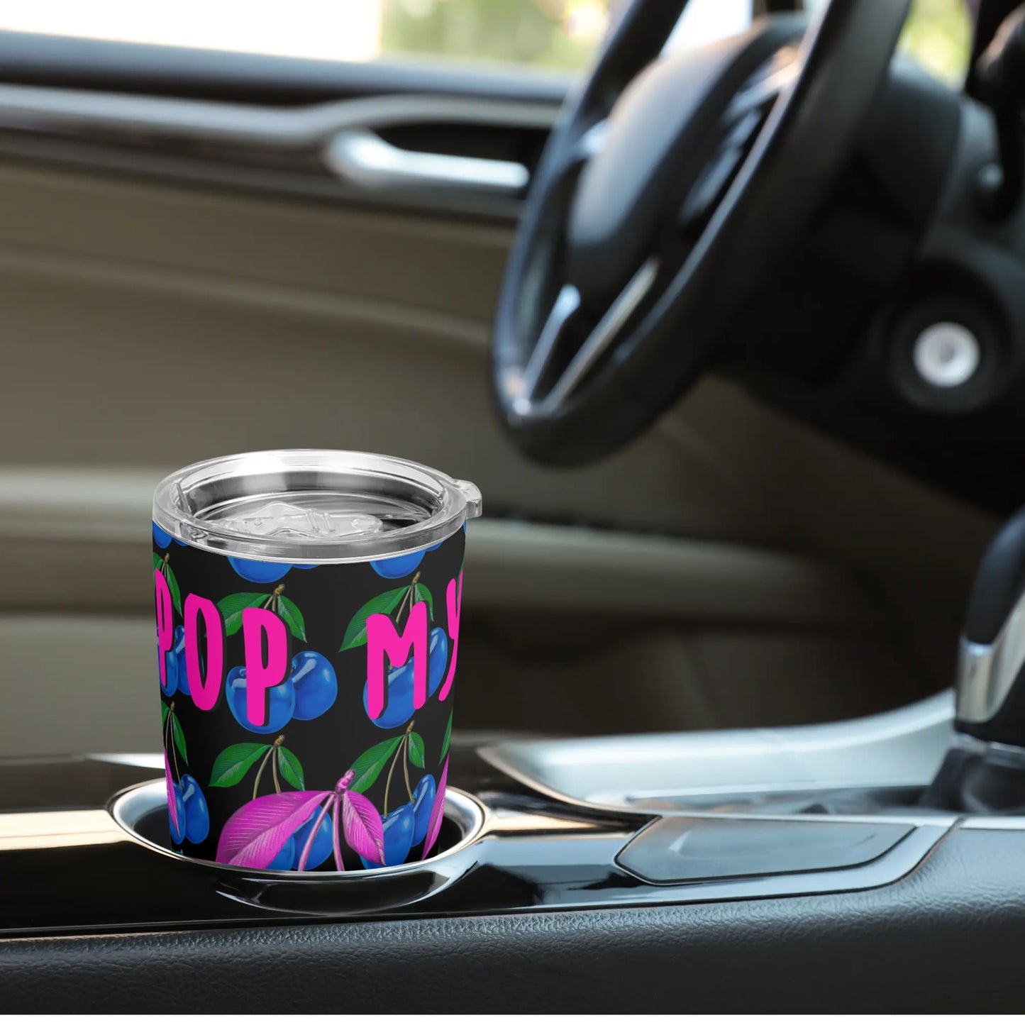 Blue Cherry© Pop My Cherry BLACK All Over Printing Car Tumbler 20oz