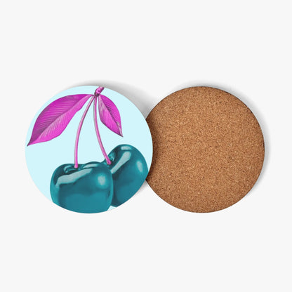 Blue Cherry© Limited Edition Easy No Mess Hard Wearing Wood Coaster