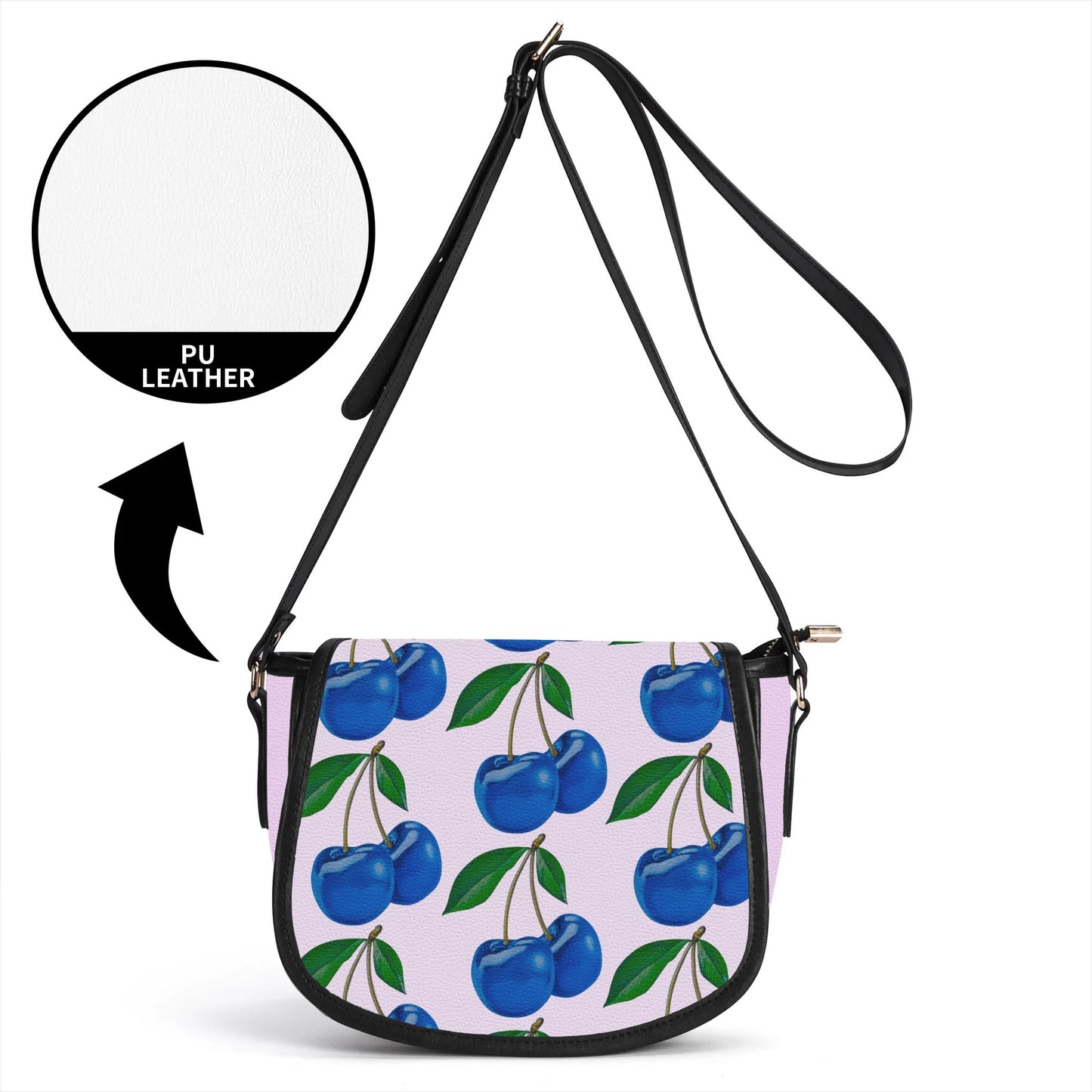 Blue Cherry© Limited Edition Pop New Version PU Leather Saddle Bag