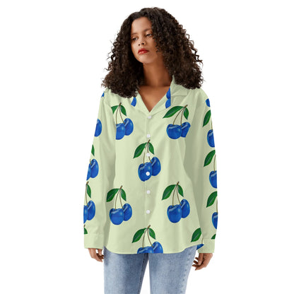 Blue Cherry© Limited Edition Super Chic Soft and Flawless Womens Casual Long Sleeve Button Down Shirt