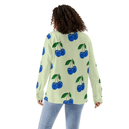 Blue Cherry© Limited Edition Super Chic Soft and Flawless Womens Casual Long Sleeve Button Down Shirt