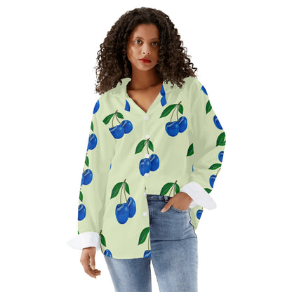 Blue Cherry© Limited Edition Super Chic Soft and Flawless Womens Casual Long Sleeve Button Down Shirt