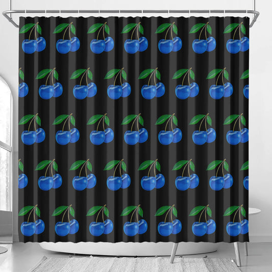 Blue Cherry© BLACK Easy Use Anti Mold Shower Curtain