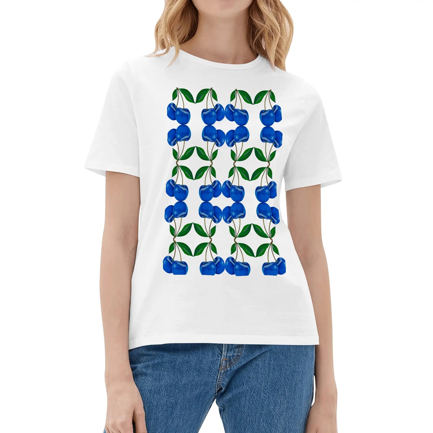 Blue Cherry© Simple Town And Country Women's Cotton Front & Back Printing T Shirt