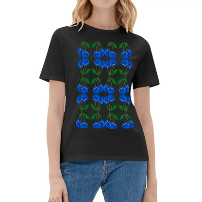 Blue Cherry© Simple Town And Country Women's Cotton Front & Back Printing T Shirt