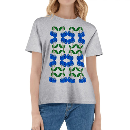 Blue Cherry© Simple Town And Country Women's Cotton Front & Back Printing T Shirt