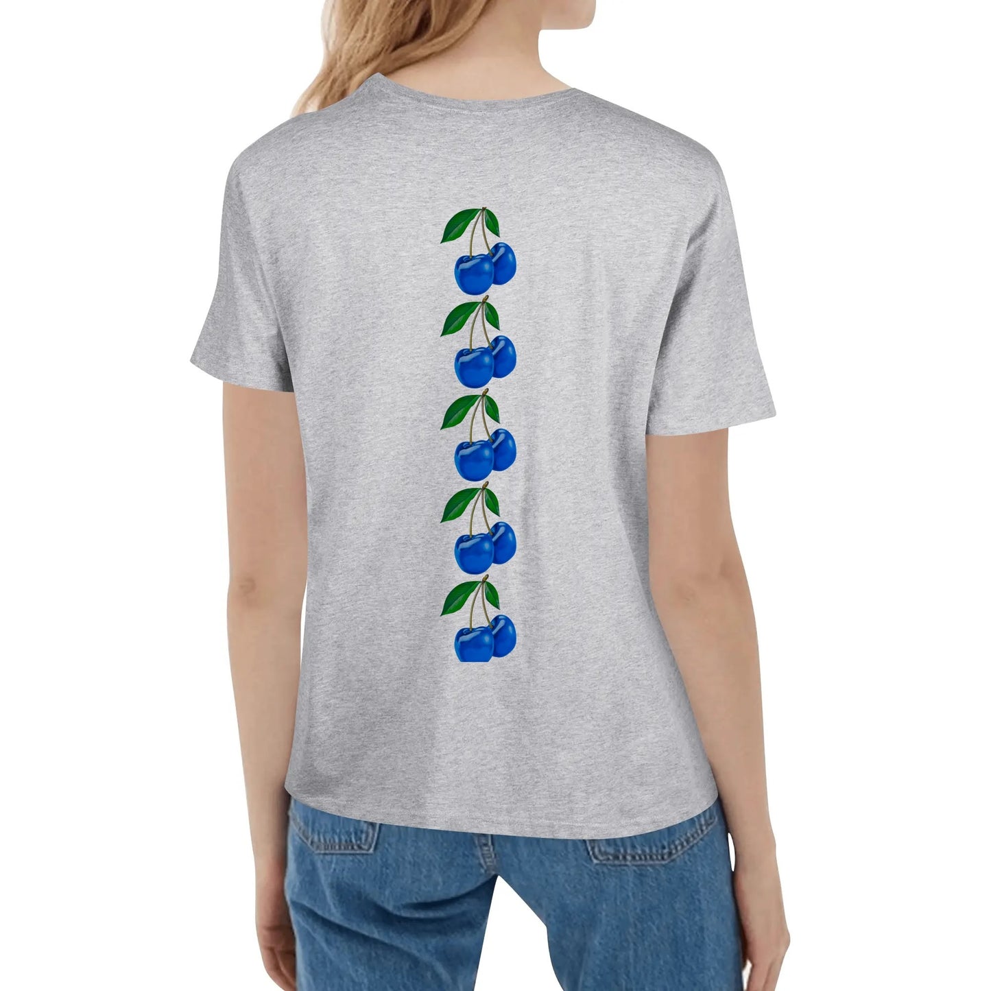 Blue Cherry© Simple Town And Country Women's Cotton Front & Back Printing T Shirt