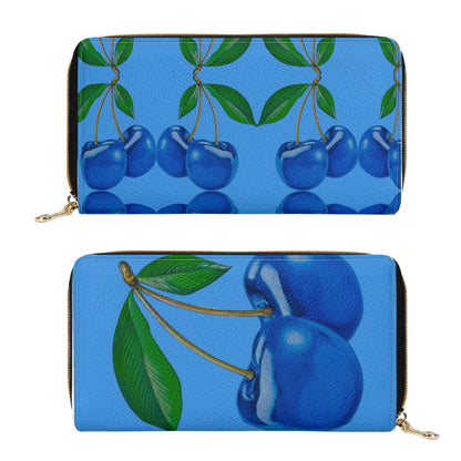 Blue Cherry© Icon Blue Sea Soft Italian PU Leather Zipper Wallet