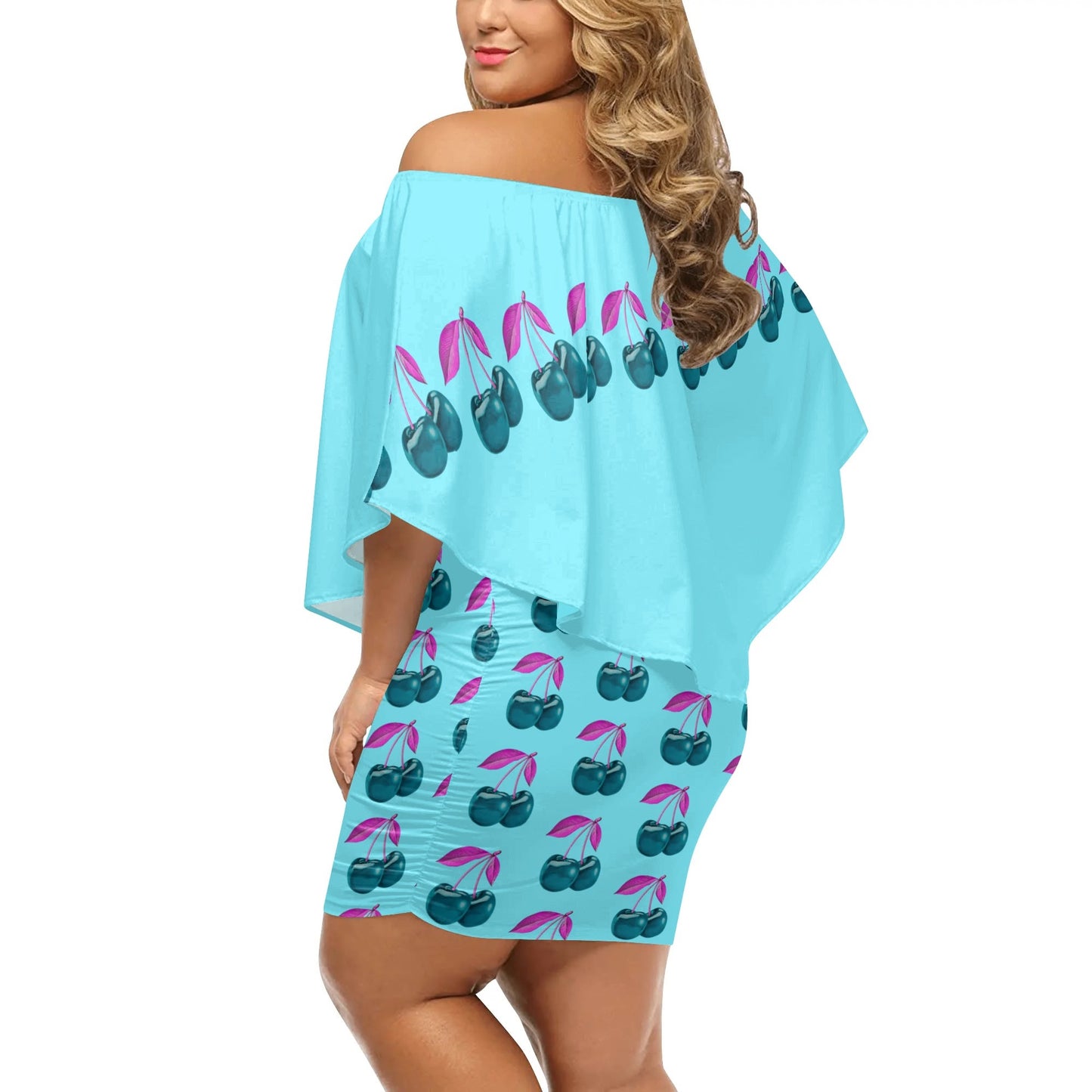 Blue Cherry© Mimi Glow Womens Off The Shoulder Wrap Dress