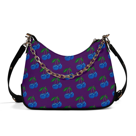 Blue Cherry© Dark Plum City Chic Ladies American Soft Lux PU Cross-body Bag With Chain Decoration