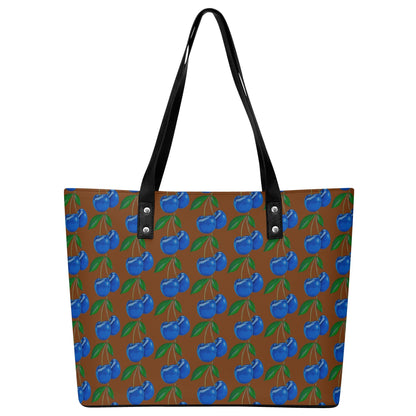 Blue Cherry© Wendy Work Womens Soft PU American Leather Comfort Easy Clean Tote Bag with Front Zipper Pocket