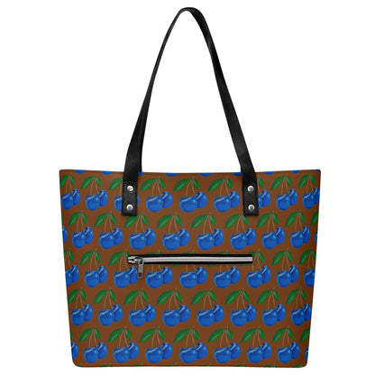 Blue Cherry© Wendy Work Womens Soft PU American Leather Comfort Easy Clean Tote Bag with Front Zipper Pocket