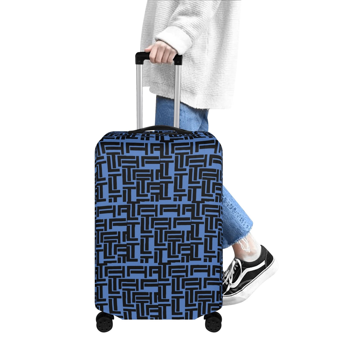 Luxturnal Pop World Traveler Simple Duty Strong Flex Blue Luggage Cover