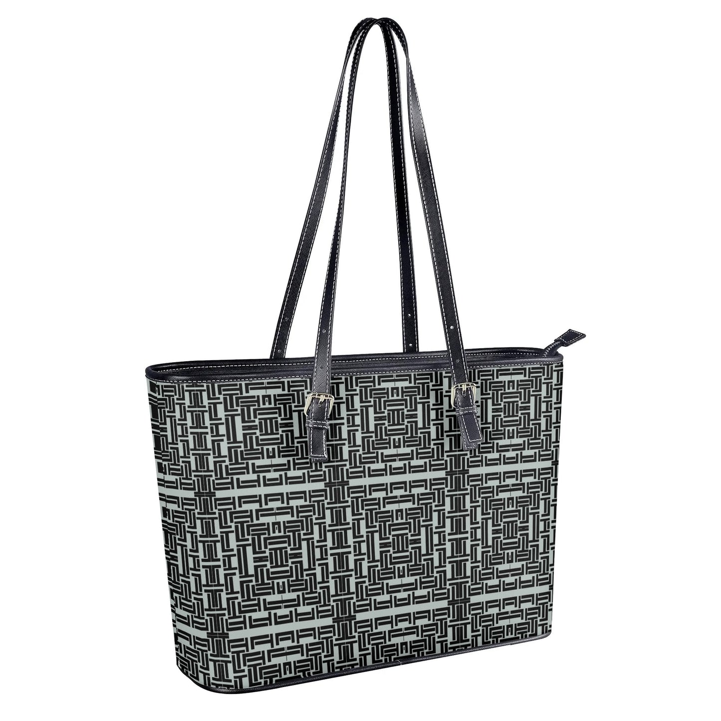 Luxturnal Grey Mint Everyday Euro Soft PU Leather Tote Bag