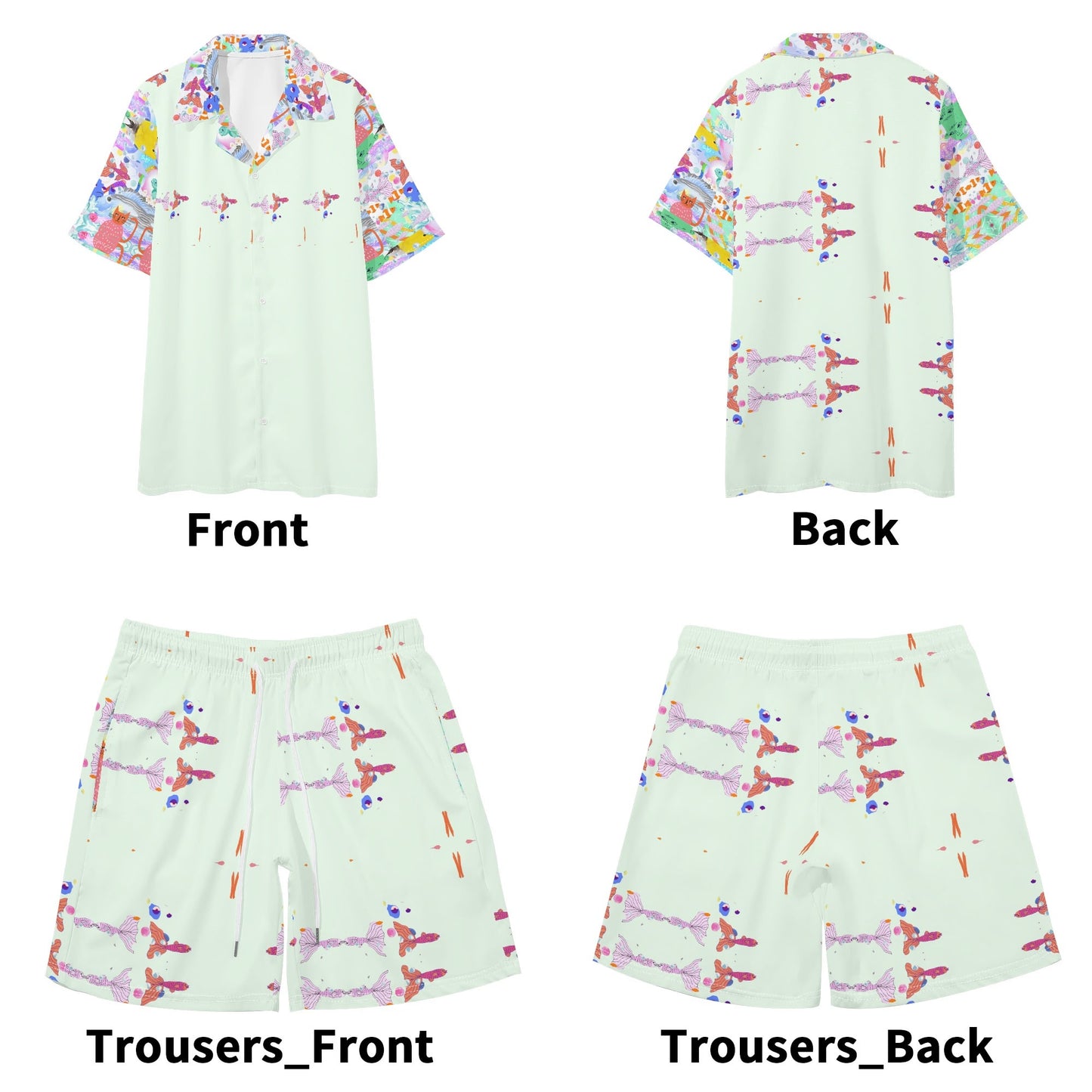 Luxturnal Ocean Dream© Mens Regular Fit Hawaiian Short Sleeve Shirt and Shorts Set