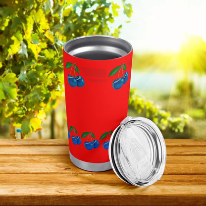 Red Pop Blue Cherry© All Over Print Car Tumbler 20oz