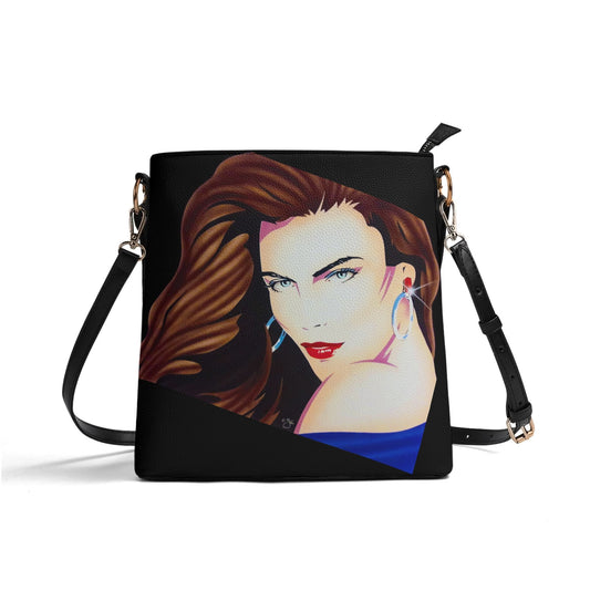 Lady Print© Womens Euro Soft PU Bucket Bag Shoulder Bag In Black