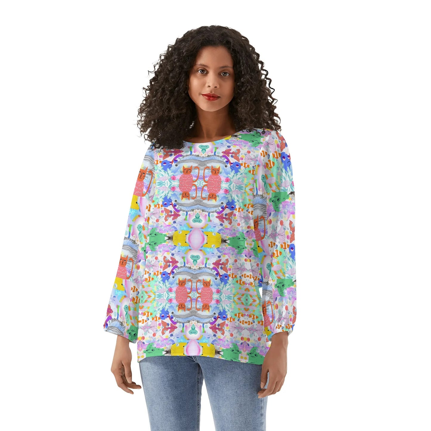 Ocean Dream© Womens Long-Sleeve Chiffon Blouse