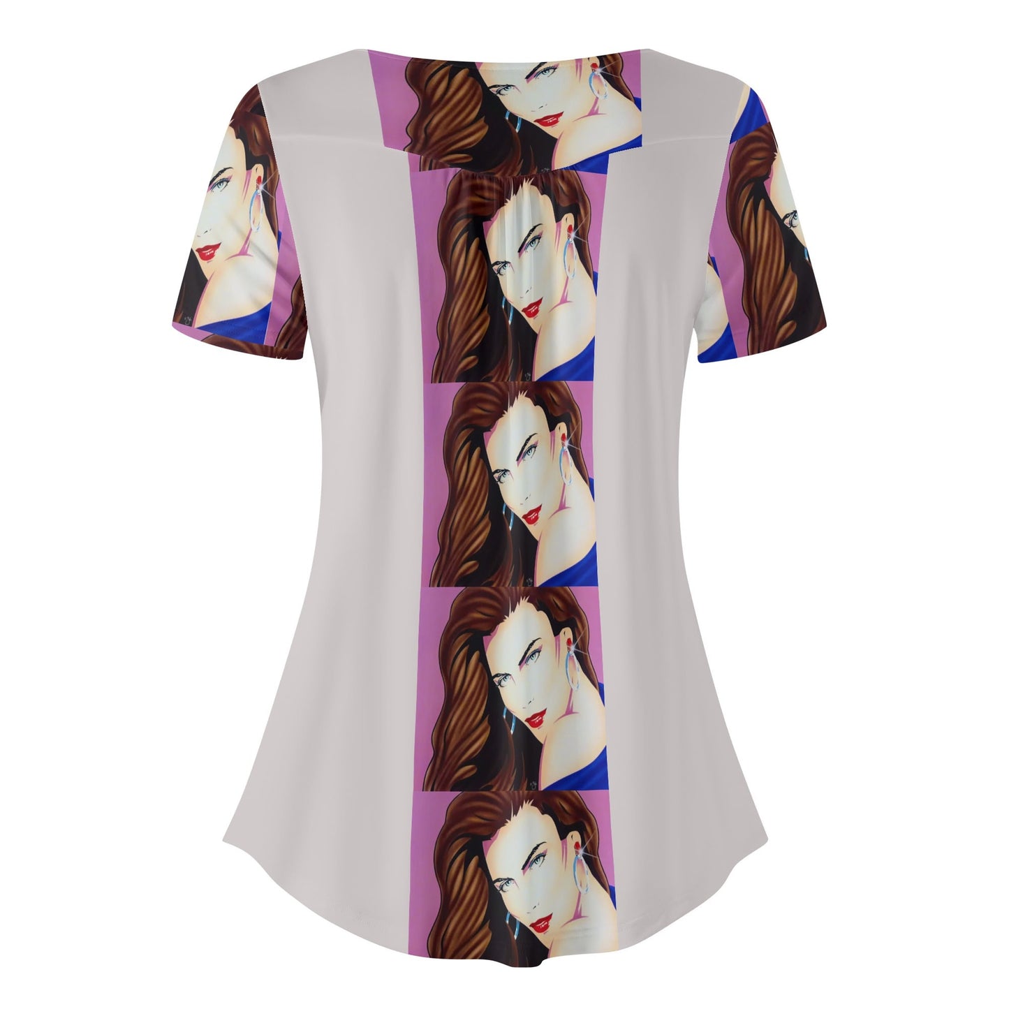 Lady Print© Slimming Womens Scoop Neck Short sleeve Loose Blouse