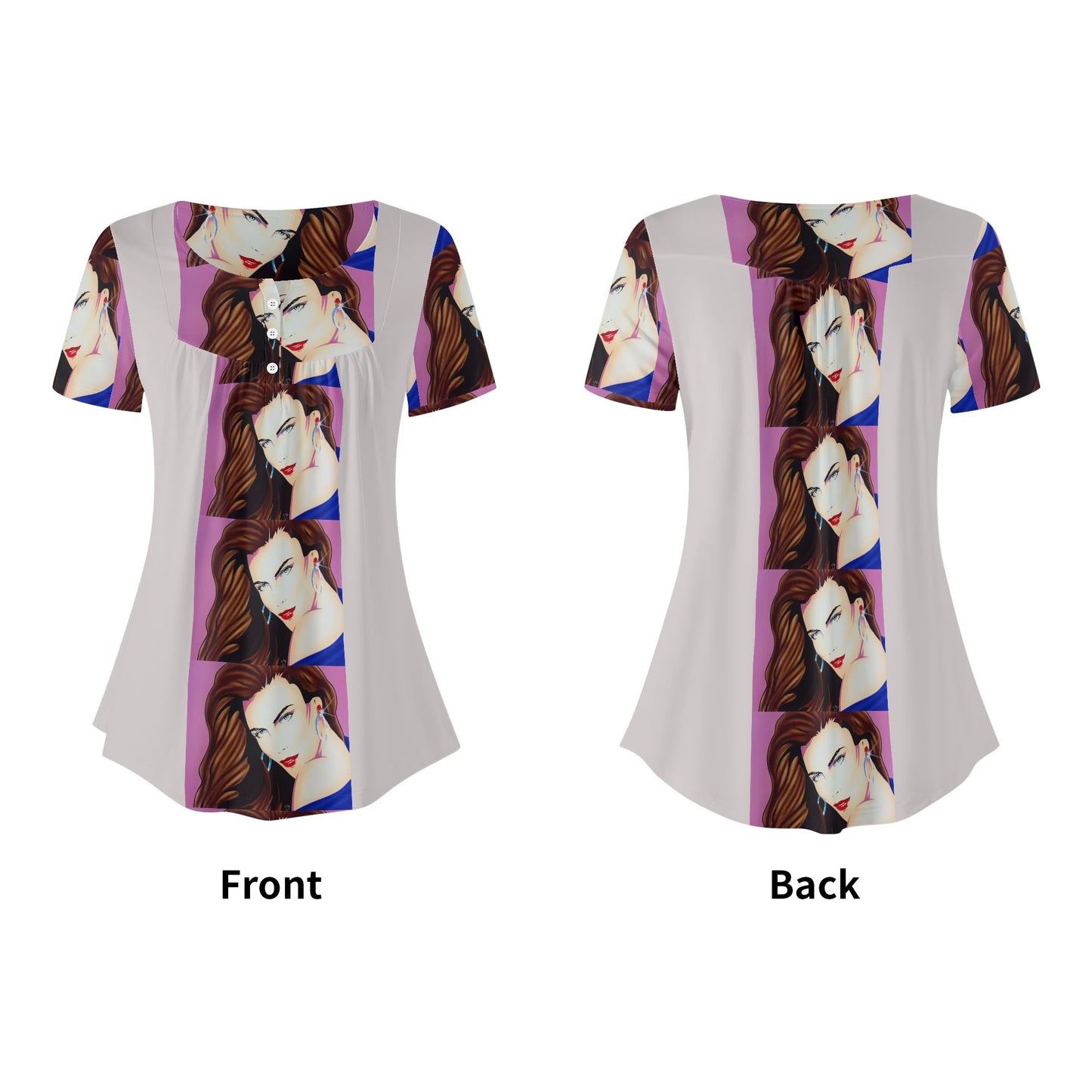 Lady Print© Slimming Womens Scoop Neck Short sleeve Loose Blouse