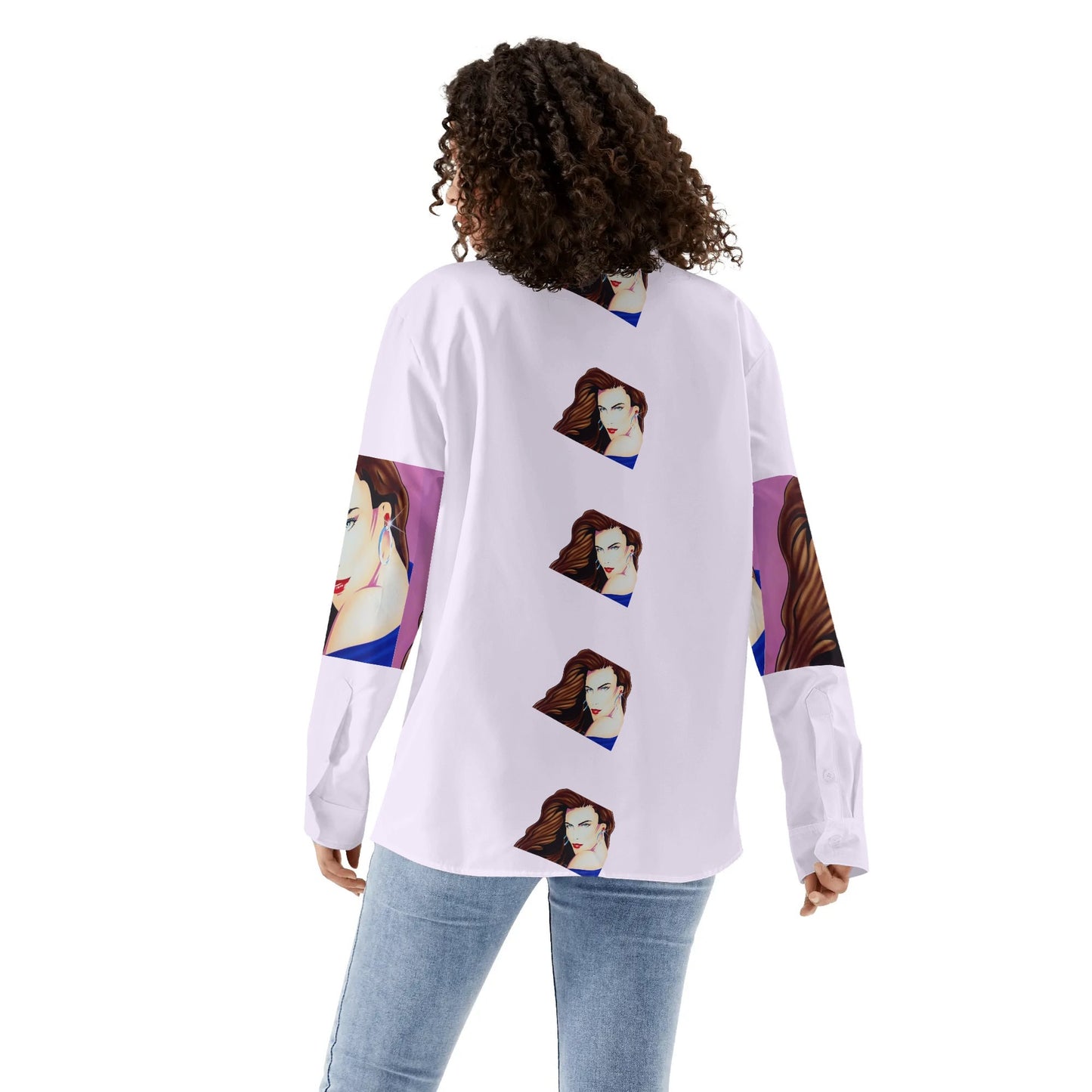 Lady Print© Womens Casual Long Sleeve Button Down Shirt