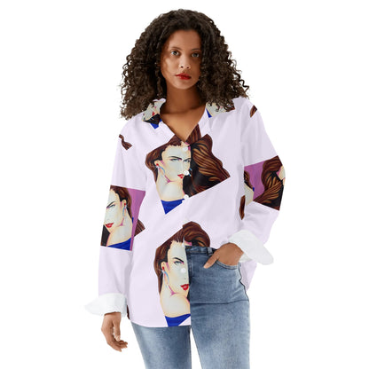 Lady Print© Womens Casual Long Sleeve Button Down Shirt