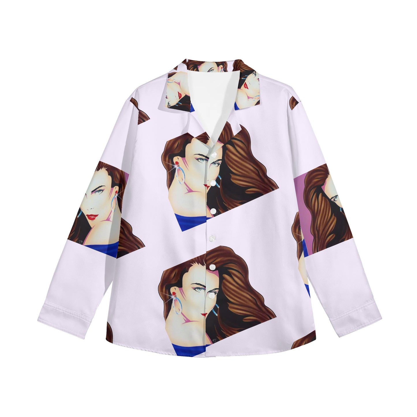 Lady Print© Womens Casual Long Sleeve Button Down Shirt