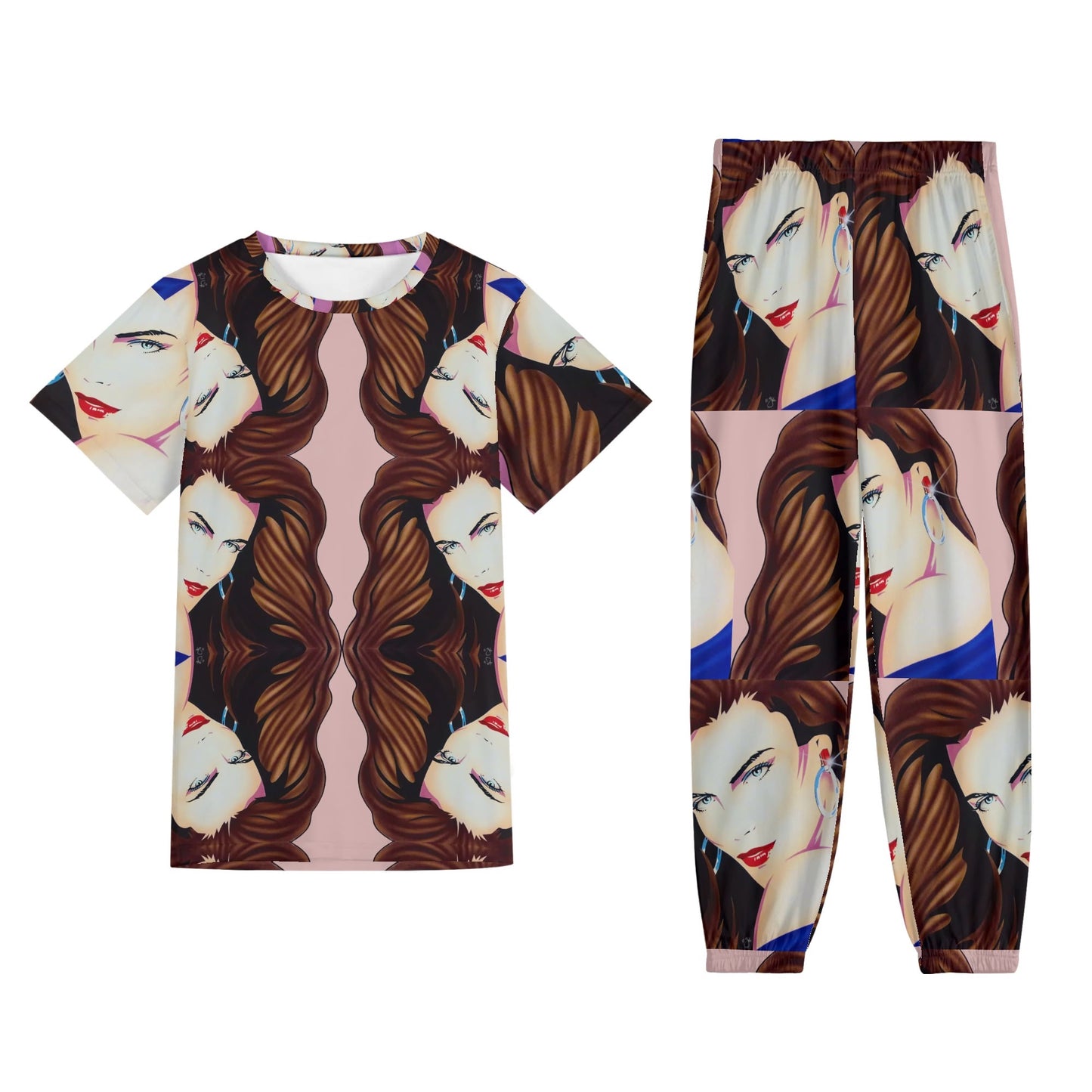 Lady Print© Unisex All-Over Print Adult Short Sleeve-Blouse Sports Set