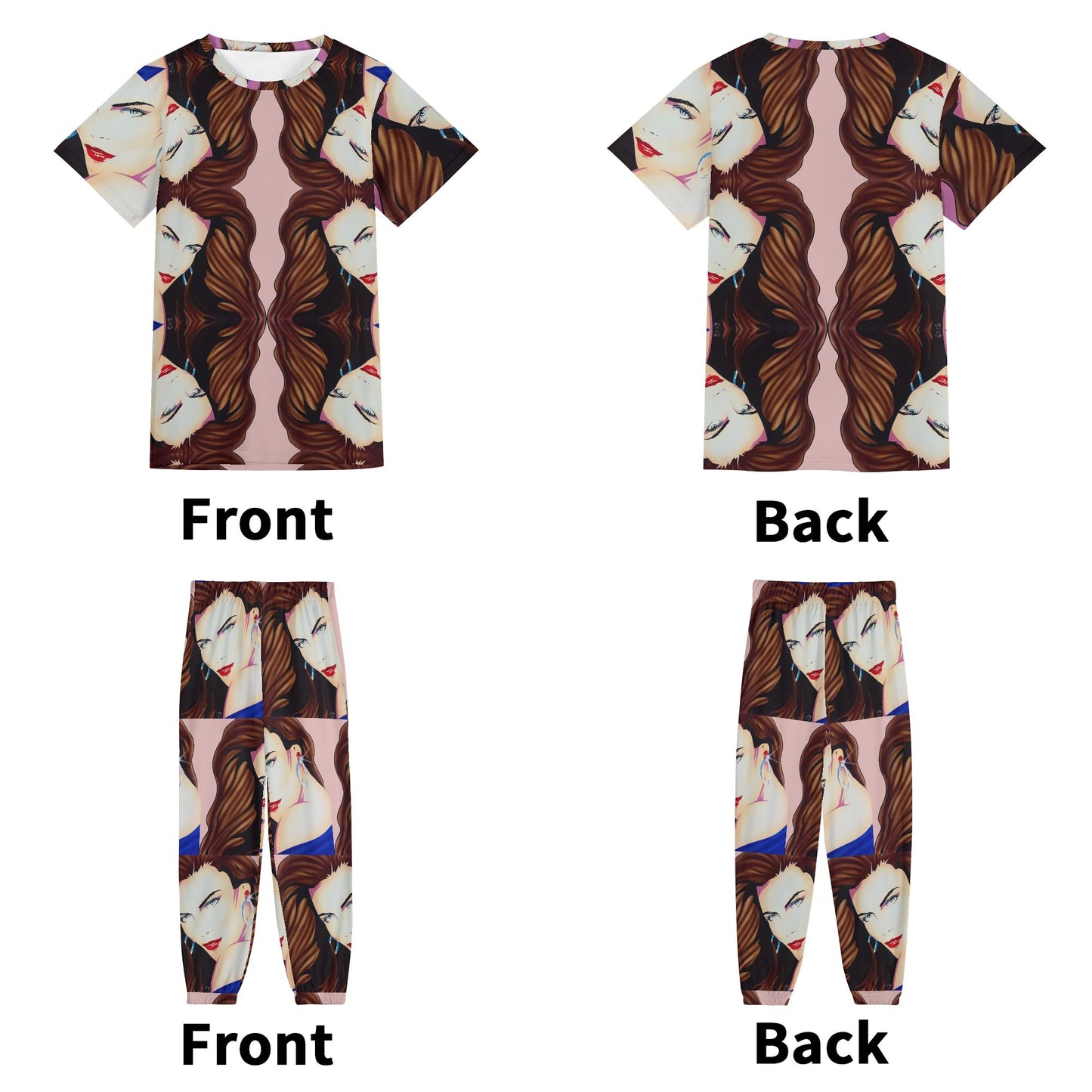 Lady Print© Unisex All-Over Print Adult Short Sleeve-Blouse Sports Set