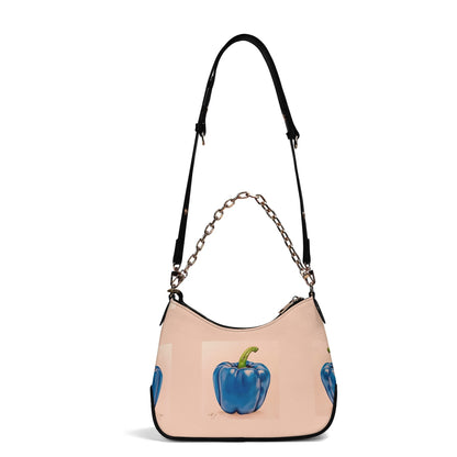 Pepper Blue© Lady Euro Soft PU Shoulder Bag With Chain Decoration Cream