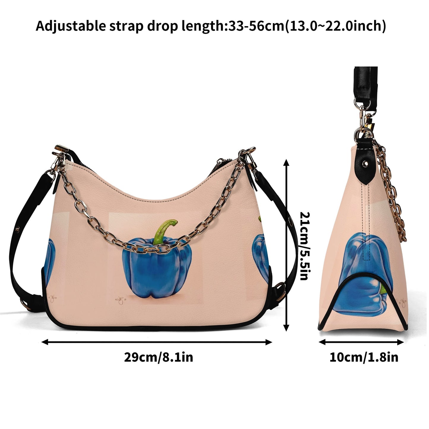 Pepper Blue© Lady Euro Soft PU Shoulder Bag With Chain Decoration Cream