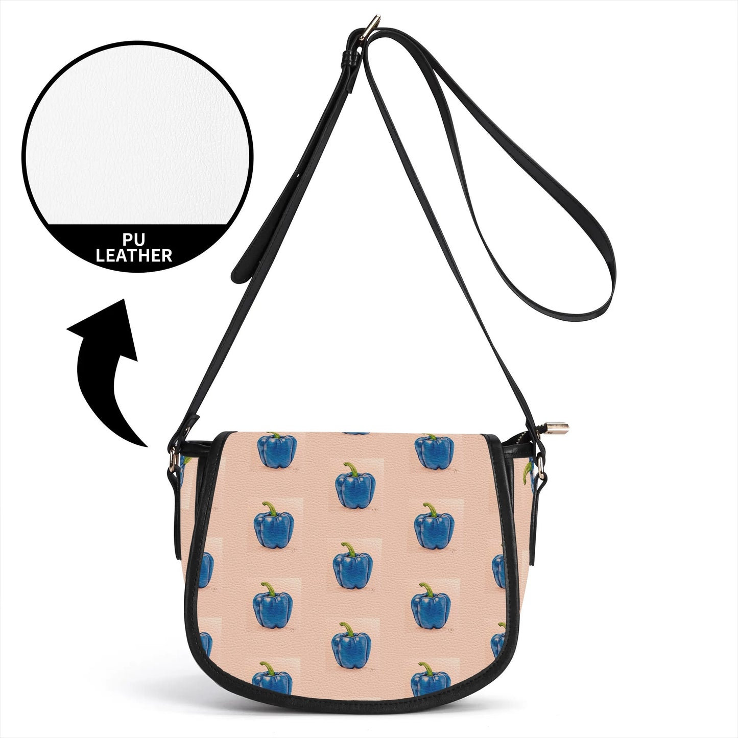 Pepper Blue© Euro Soft PU Leather Saddle Bag Cream