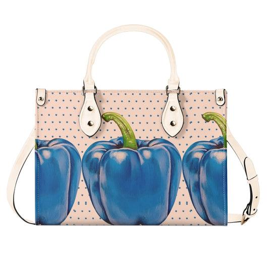 Pepper Blue© Lux Luxury Women Euro Soft PU Leather Handbag In Cream Signature Plus