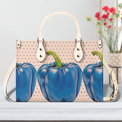 Pepper Blue© Lux Luxury Women Euro Soft PU Leather Handbag In Cream Signature Plus