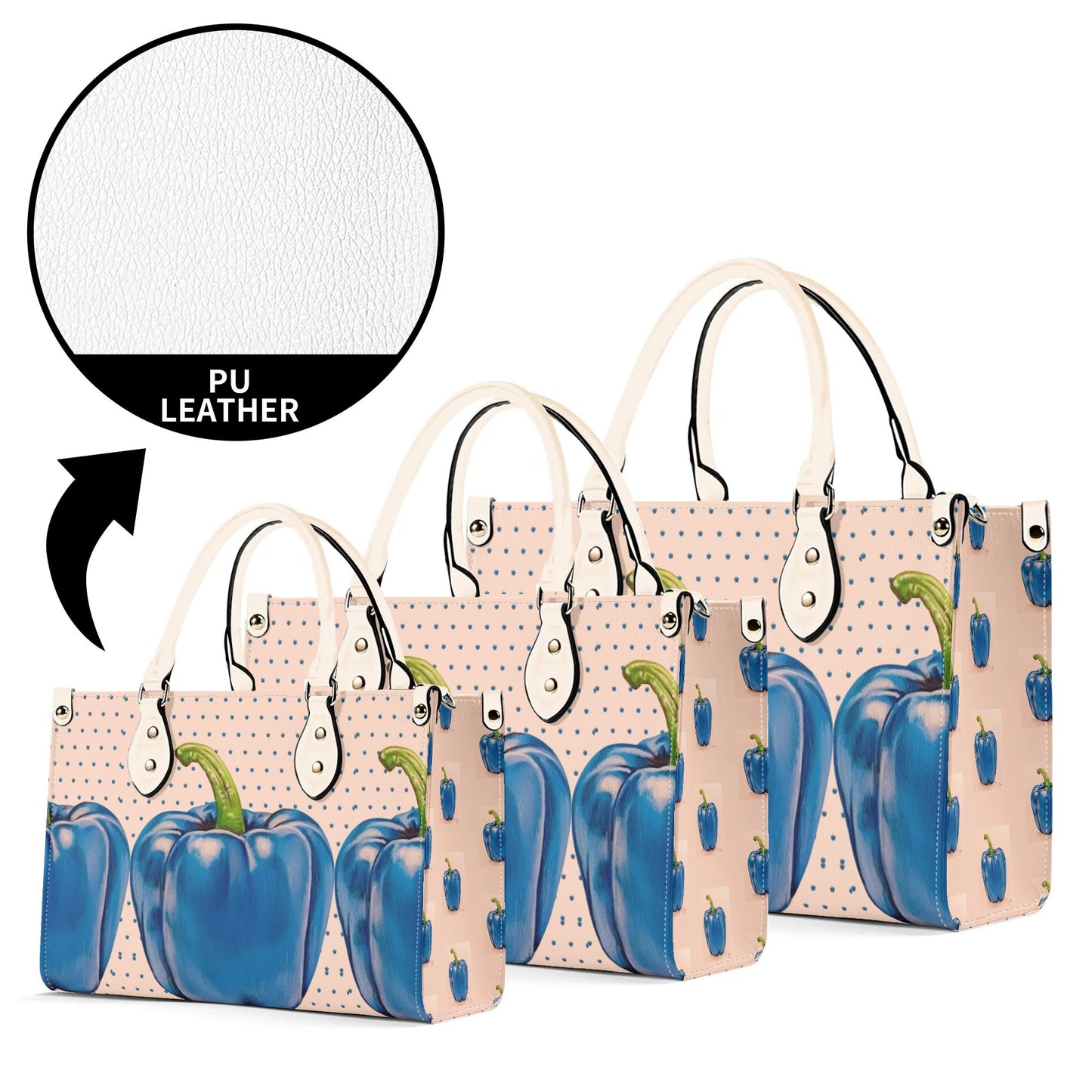 Pepper Blue© Lux Luxury Women Euro Soft PU Leather Handbag In Cream Signature Plus